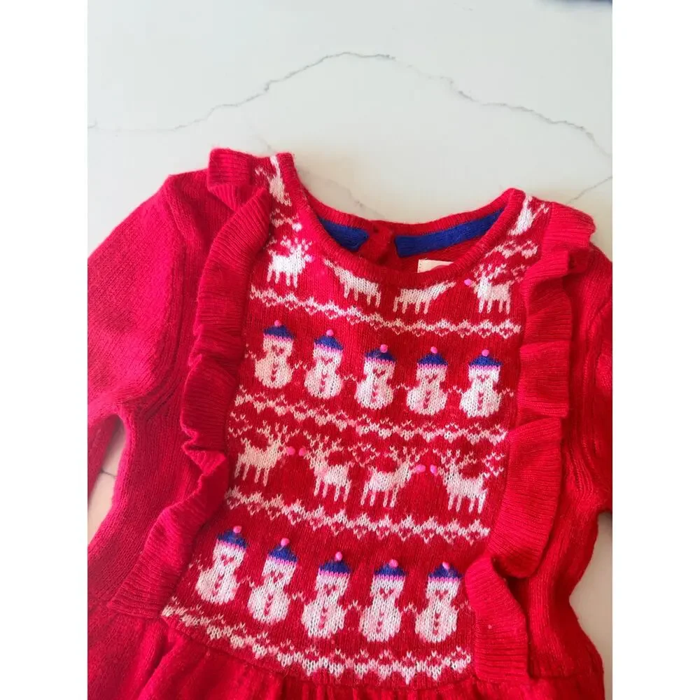 Mini Boden Girls' Christmas Fair Isle Knit Wool Dress 7-8Y